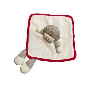 Baby Starters Sock Monkey Lovey Red trim Baby Toy Security blanket Sweet Satiny